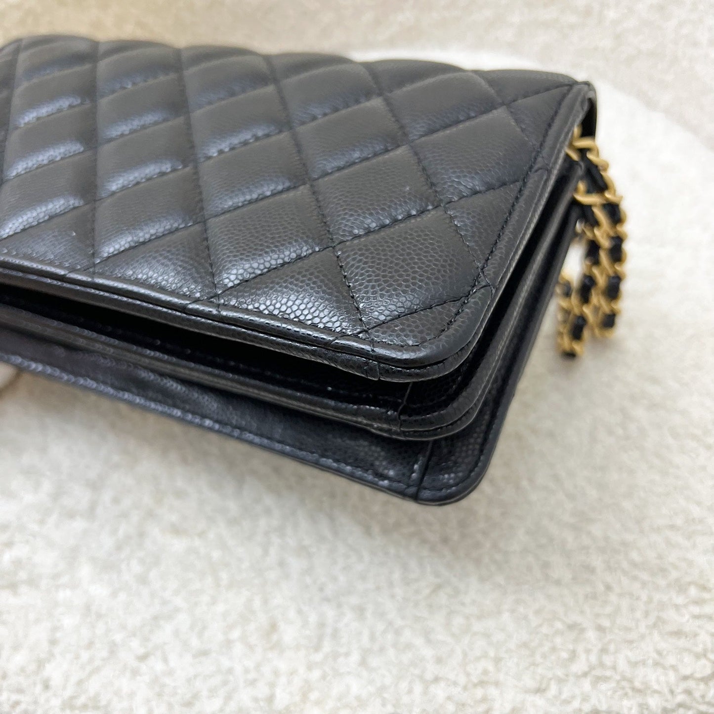 GLM-23A Seasonal Wallet on Chain WOC / Phone Holder in Black Caviar and AGHW