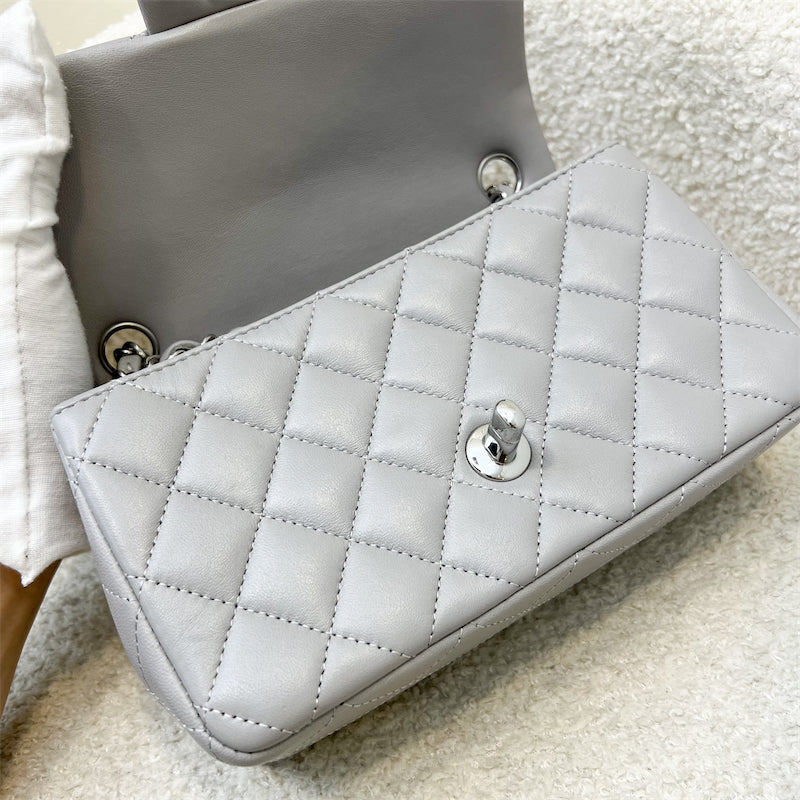 GLM-Mini Rectangle Flap in Grey Lambskin SHW