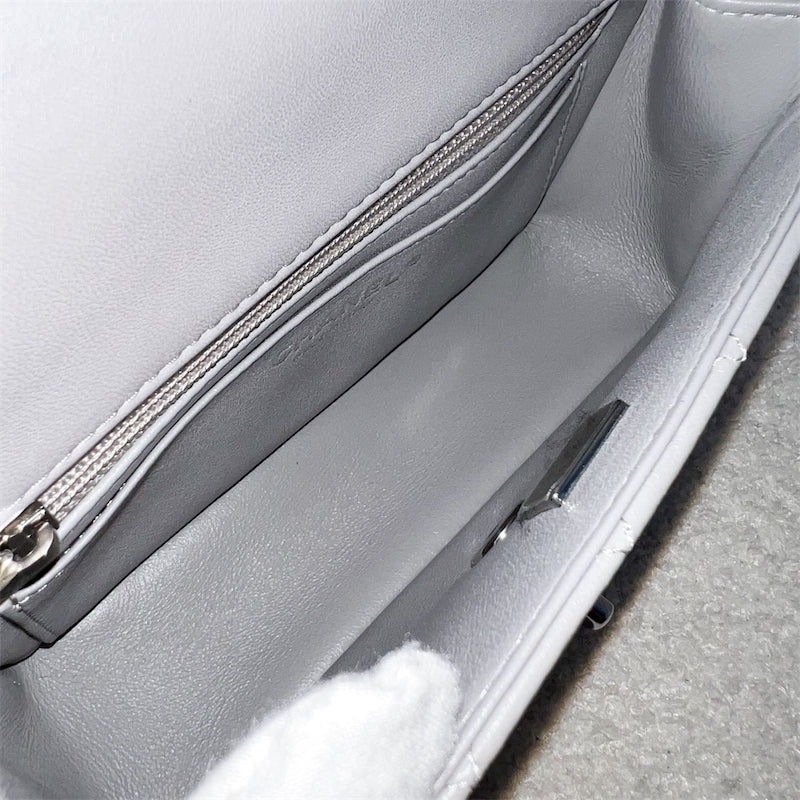 GLM-Mini Rectangle Flap in Grey Lambskin SHW