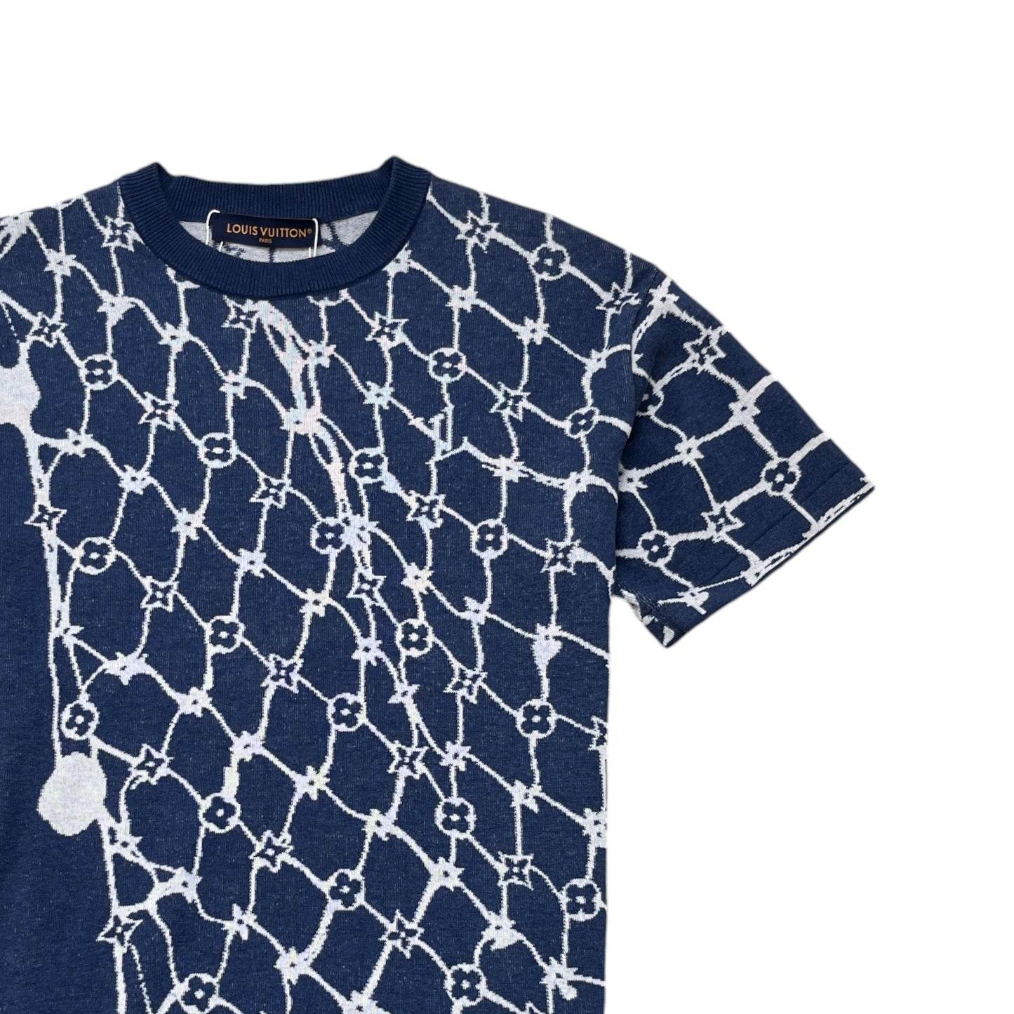 Men's Lv Fishnet Monogram Sweatshirt Navy Size M