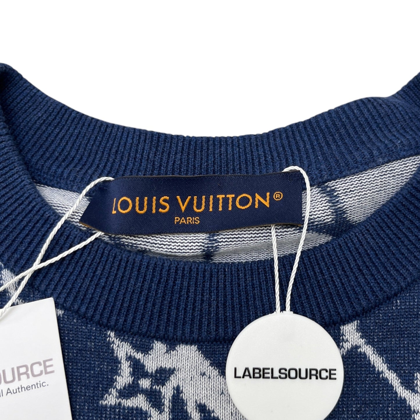 Men's Lv Fishnet Monogram Sweatshirt Navy Size M