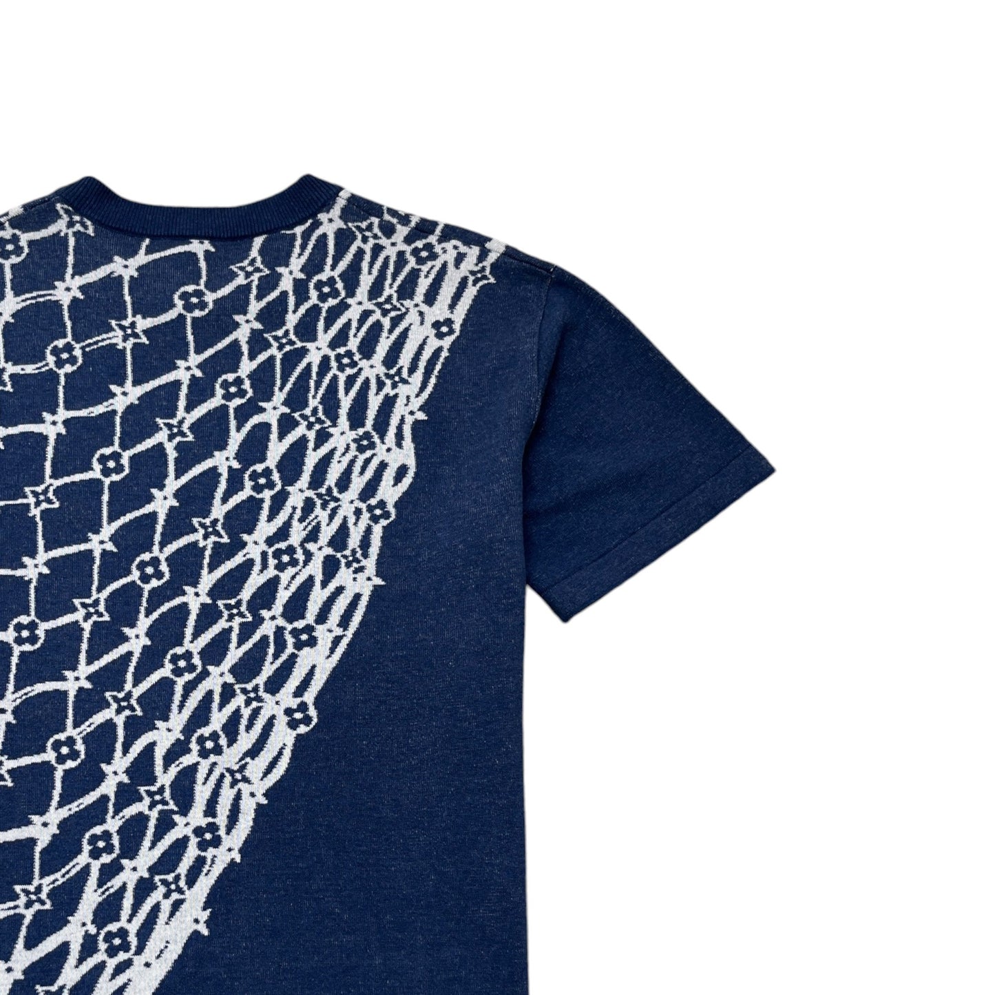 Men's Lv Fishnet Monogram Sweatshirt Navy Size M