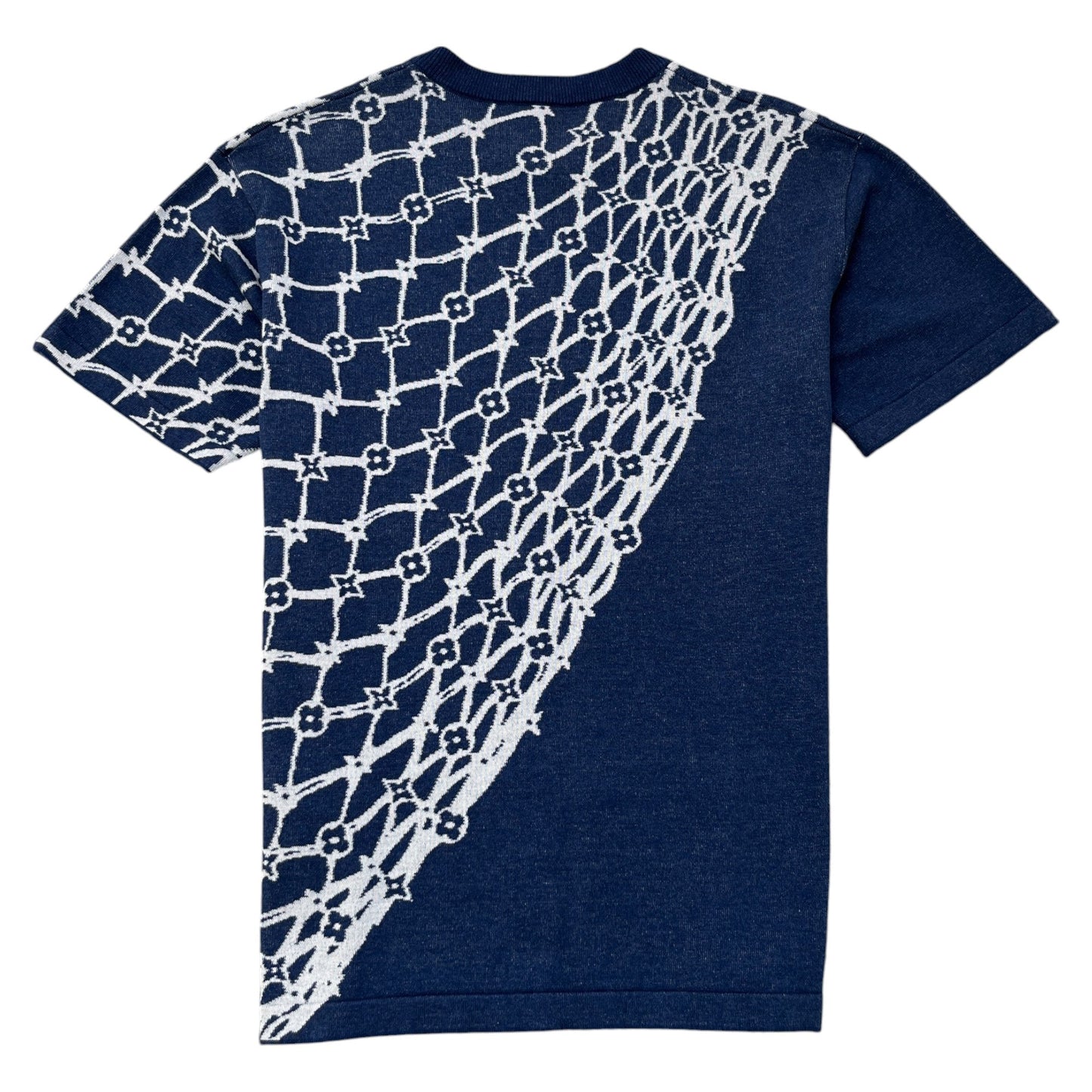 Men's Lv Fishnet Monogram Sweatshirt Navy Size M