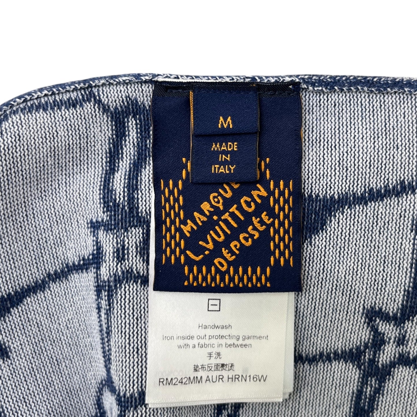 Men's Lv Fishnet Monogram Sweatshirt Navy Size M