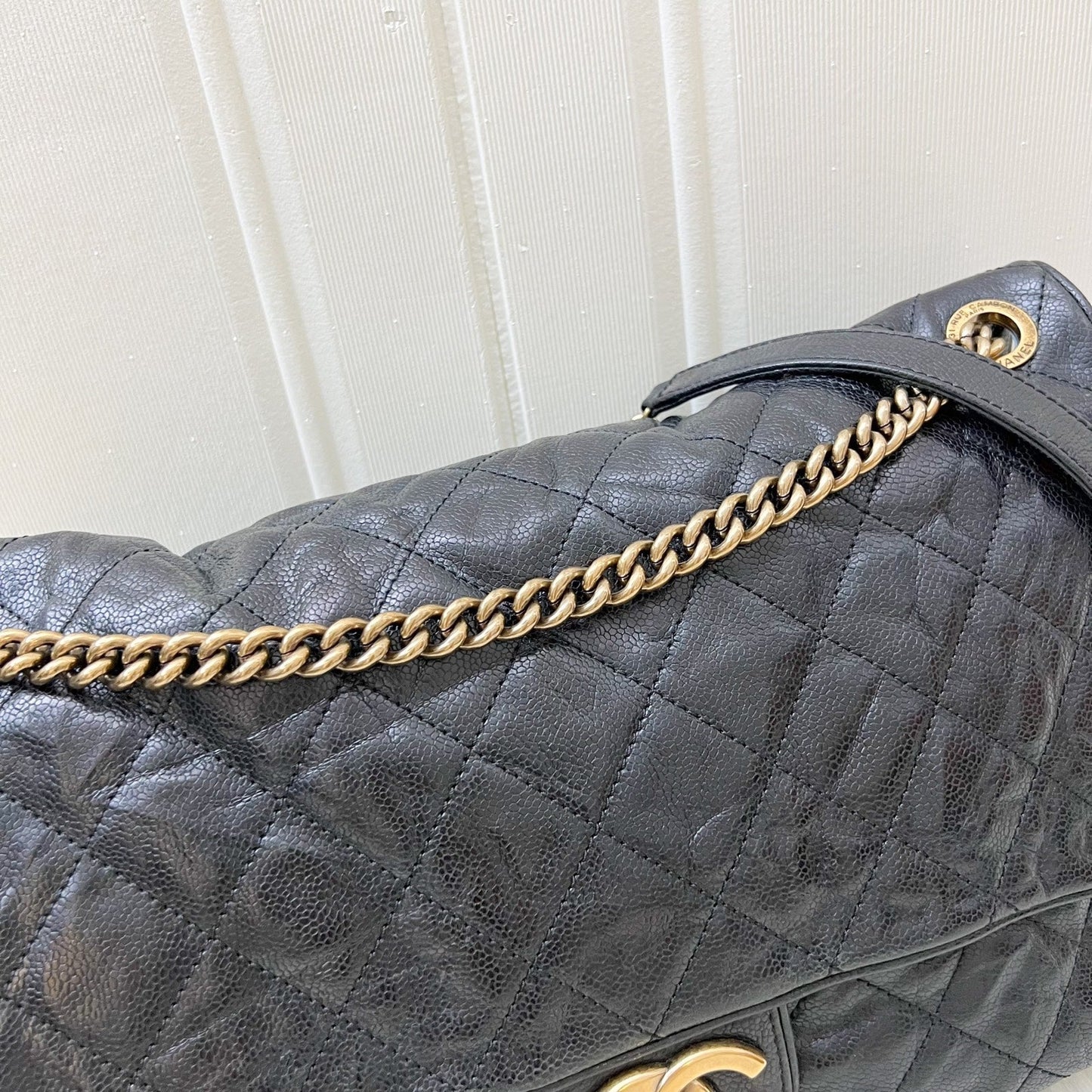 GLM-Shiva Flap Bag in Black Crumpled Caviar and AGHW (Model: A67148)