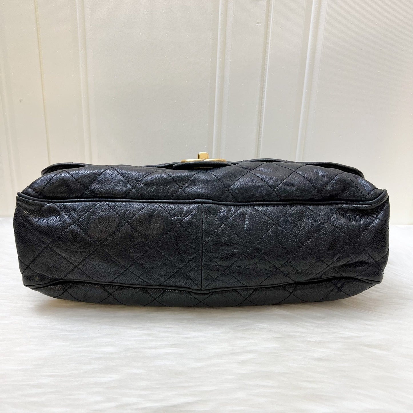GLM-Shiva Flap Bag in Black Crumpled Caviar and AGHW (Model: A67148)