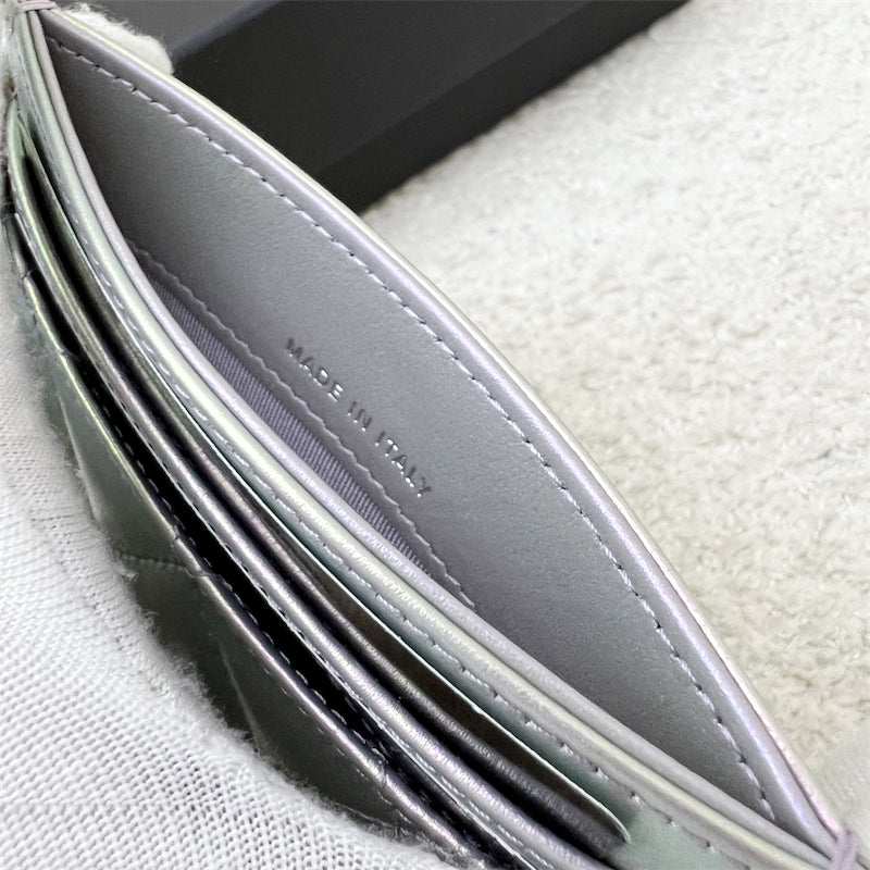 GLM-Classic Flat Card Holder in Iridescent Purple Lambskin and LGHW