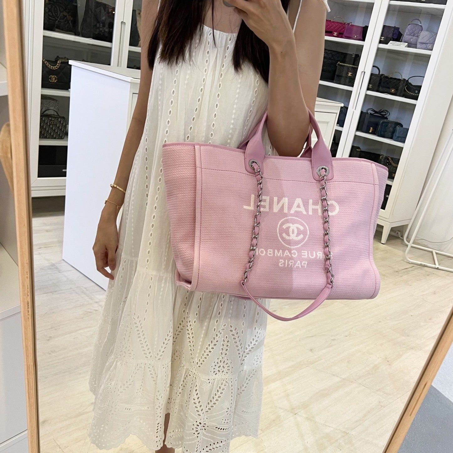 GLM-Medium / Large Deauville Tote in 22S Pink Fabric LGHW