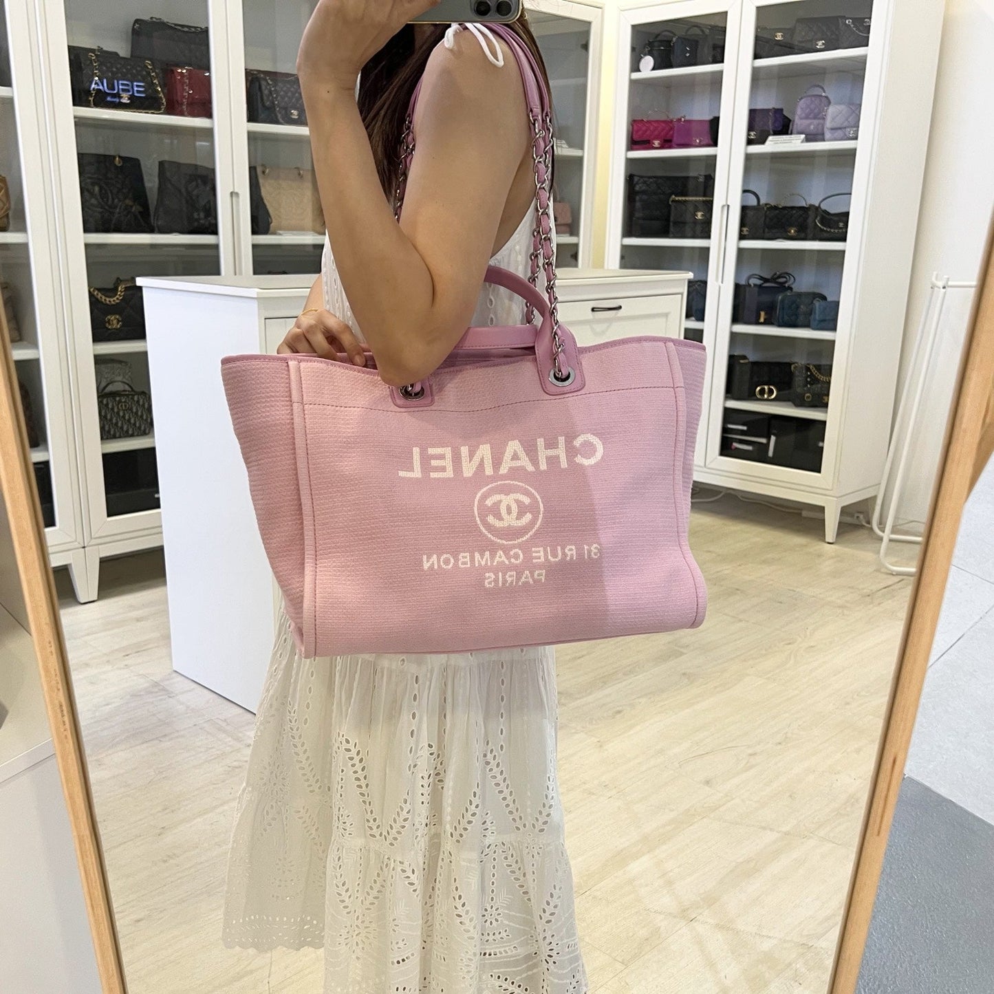 GLM-Medium / Large Deauville Tote in 22S Pink Fabric LGHW