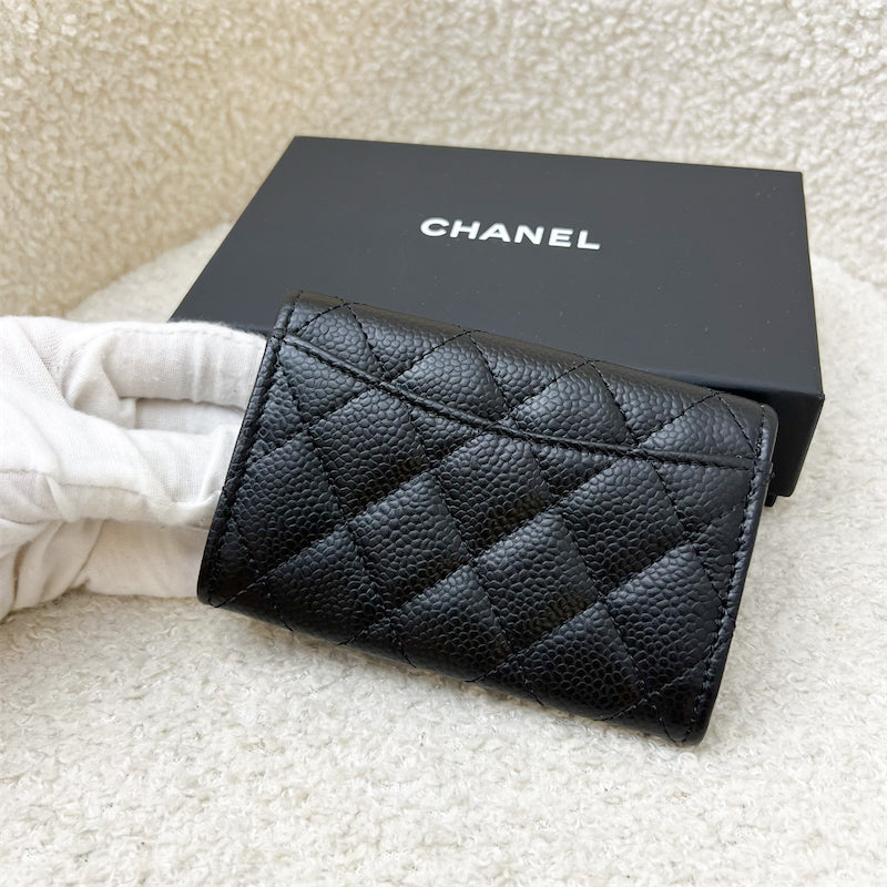 GLM-Classic Snap Card Holder in Black Caviar and GHW (Model: AP0214)
