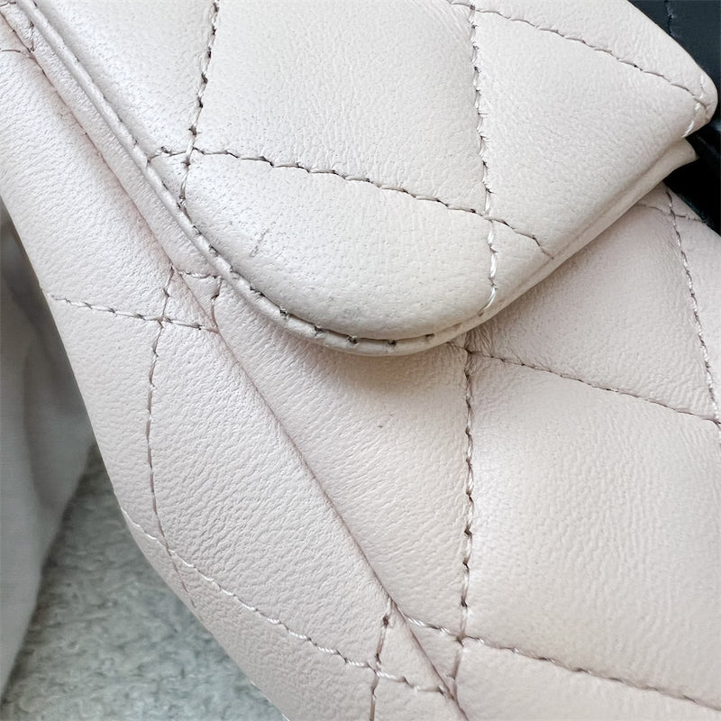 GLM-Classic Square Mini Flap in Bicolor Beige and Black Lambskin and LGHW