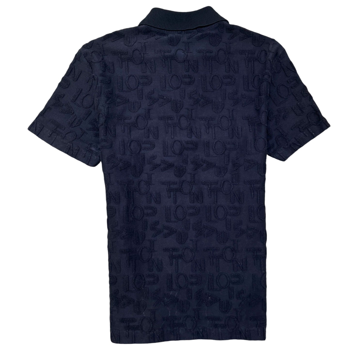 Men's Jacquard Terry Logo Polo Shirt Navy Size XS