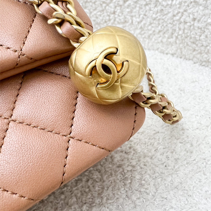 GLM-Pearl Crush Mini Rectangle Flap in 24K Caramel Lambskin AGHW (AS1787)