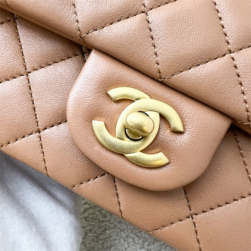 GLM-Pearl Crush Mini Rectangle Flap in 24K Caramel Lambskin AGHW (AS1787)