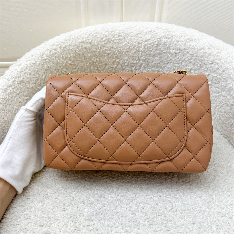 GLM-Pearl Crush Mini Rectangle Flap in 24K Caramel Lambskin AGHW (AS1787)