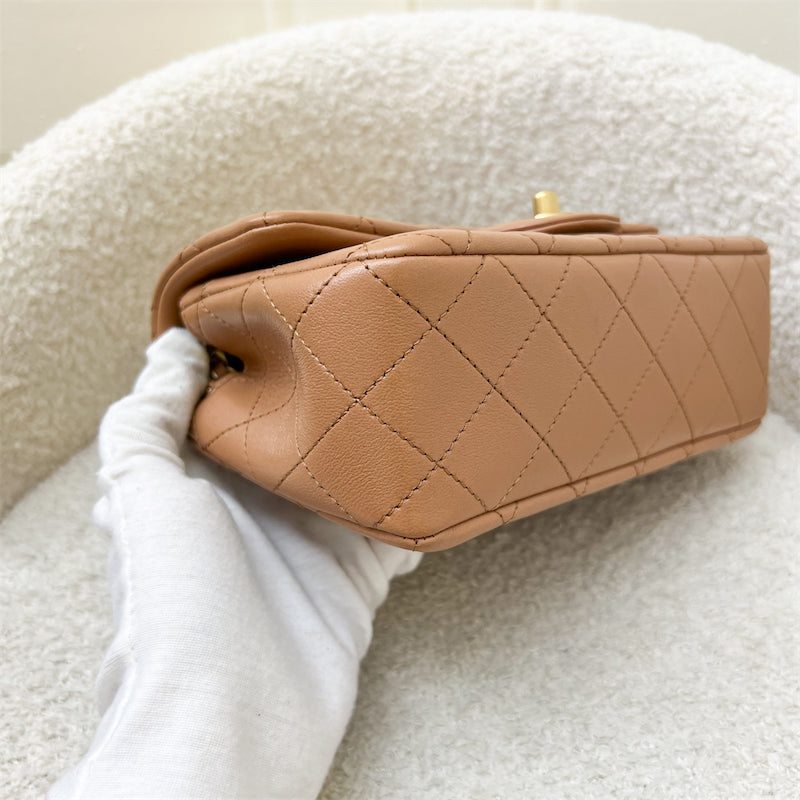 GLM-Pearl Crush Mini Rectangle Flap in 24K Caramel Lambskin AGHW (AS1787)