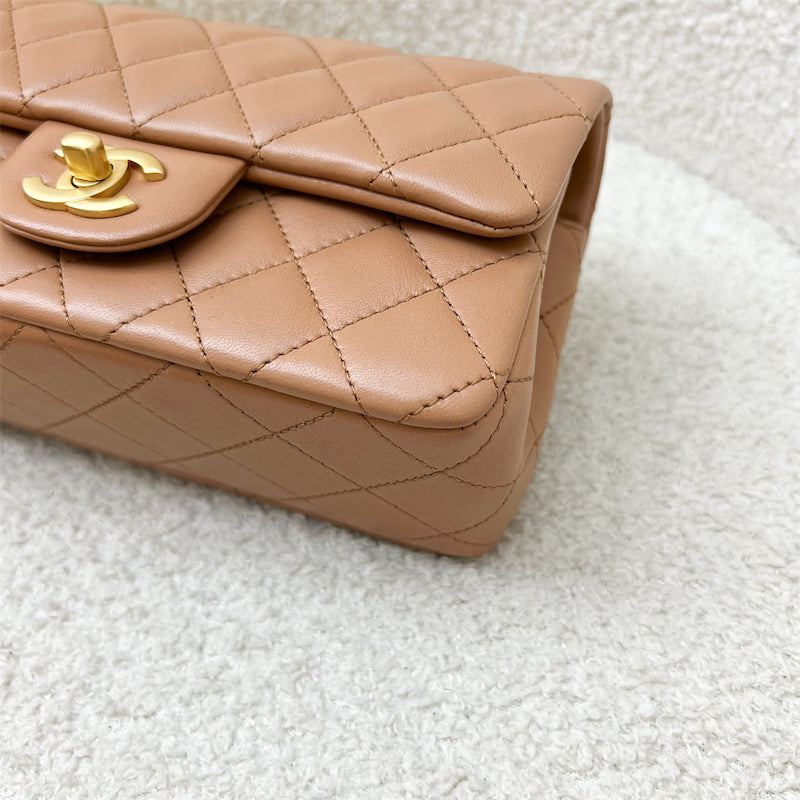 GLM-Pearl Crush Mini Rectangle Flap in 24K Caramel Lambskin AGHW (AS1787)