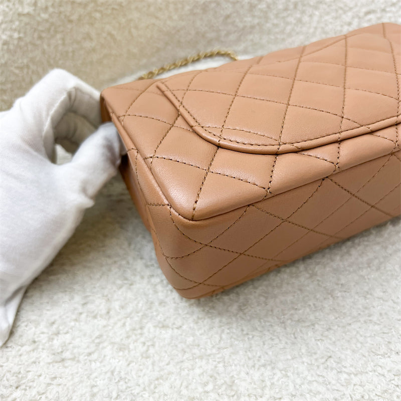 GLM-Pearl Crush Mini Rectangle Flap in 24K Caramel Lambskin AGHW (AS1787)