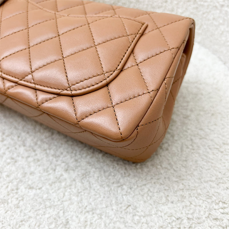 GLM-Pearl Crush Mini Rectangle Flap in 24K Caramel Lambskin AGHW (AS1787)