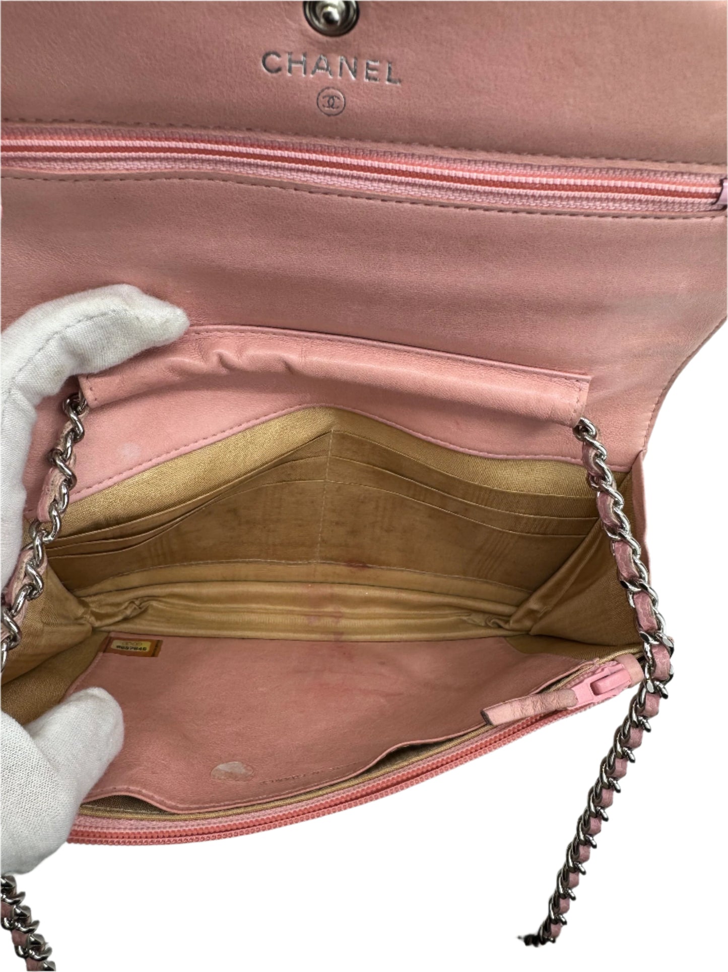 Chanel Pink Caviar Wallet On Chain