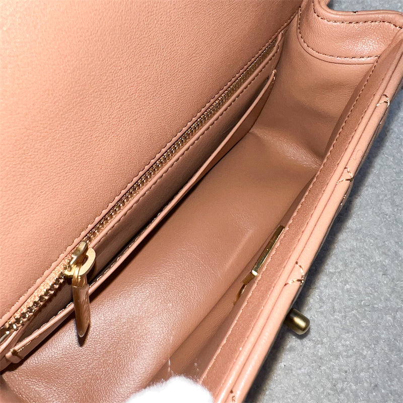 GLM-Pearl Crush Mini Rectangle Flap in 24K Caramel Lambskin AGHW (AS1787)