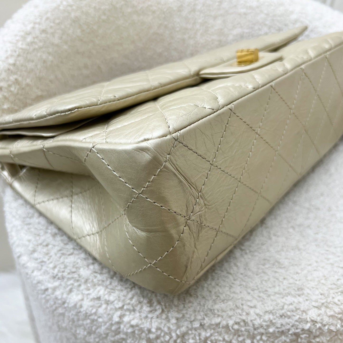 GLM-2.55 Reissue 227 Flap in Champagne Gold Distressed Calfskin GHW
