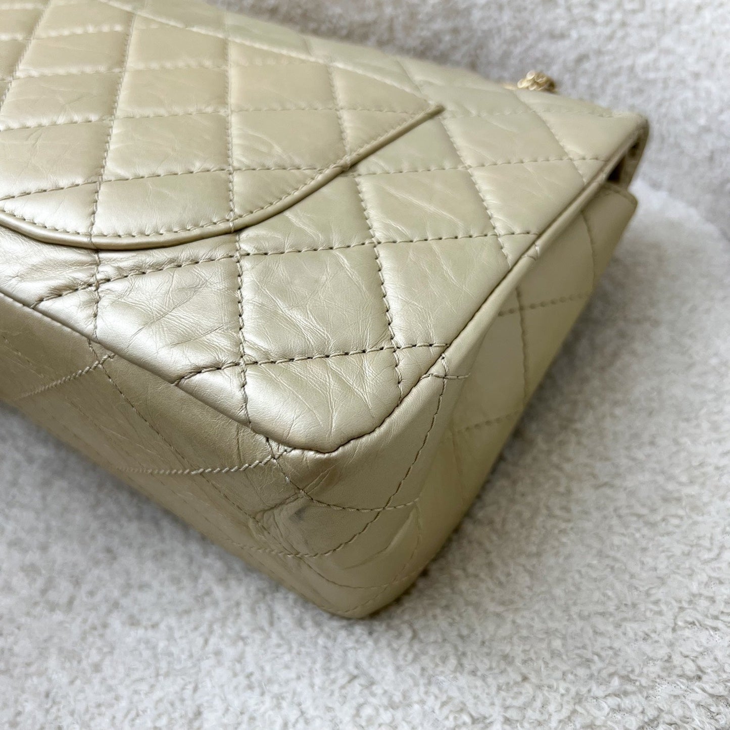 GLM-2.55 Reissue 227 Flap in Champagne Gold Distressed Calfskin GHW