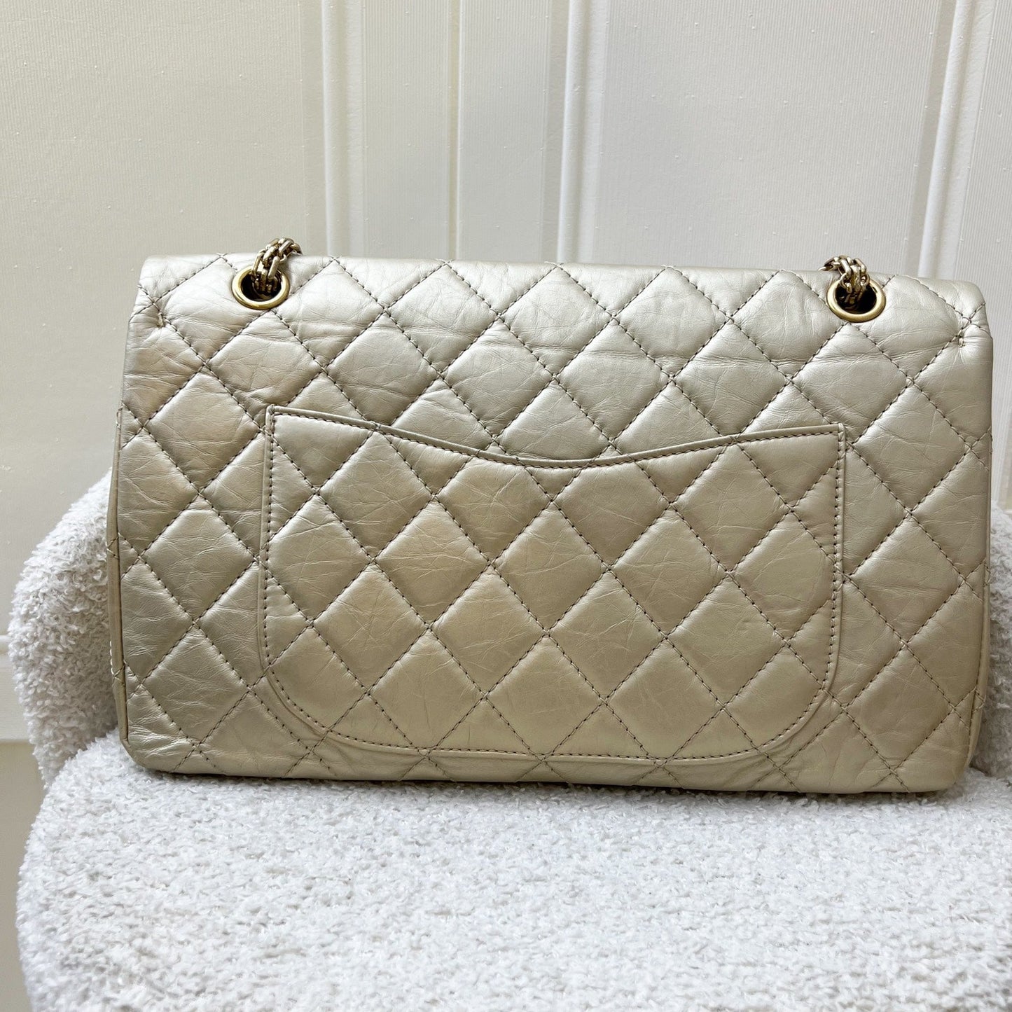 GLM-2.55 Reissue 227 Flap in Champagne Gold Distressed Calfskin GHW