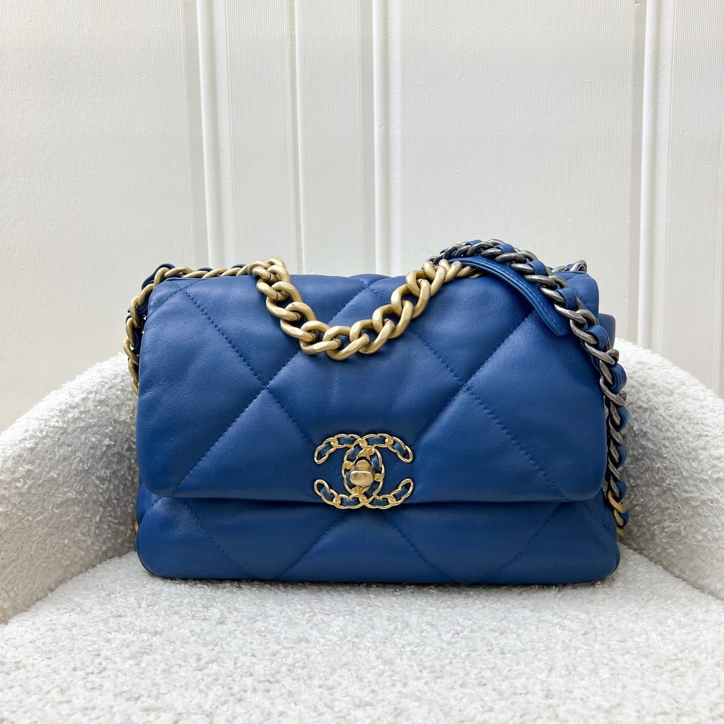 GLM-19 Small Flap in 21C Blue Lambskin and 3-Tone Hardware