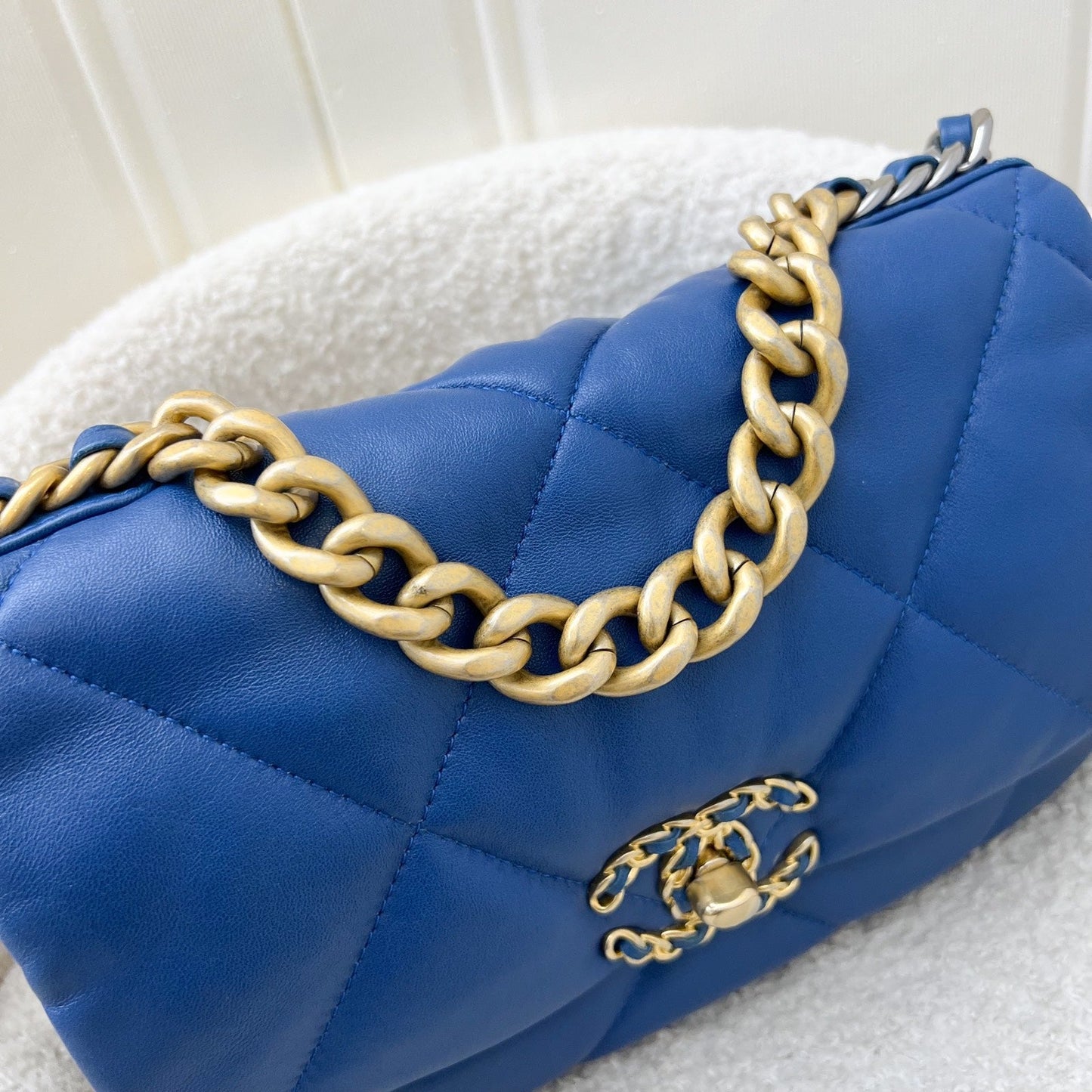 GLM-19 Small Flap in 21C Blue Lambskin and 3-Tone Hardware