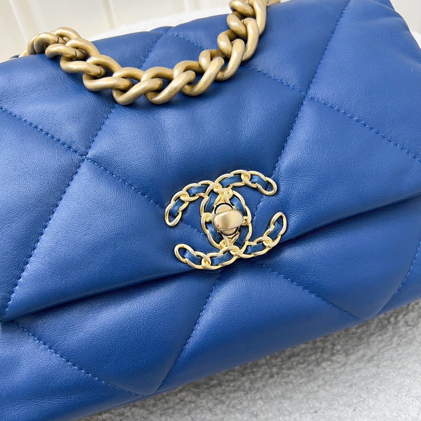 GLM-19 Small Flap in 21C Blue Lambskin and 3-Tone Hardware