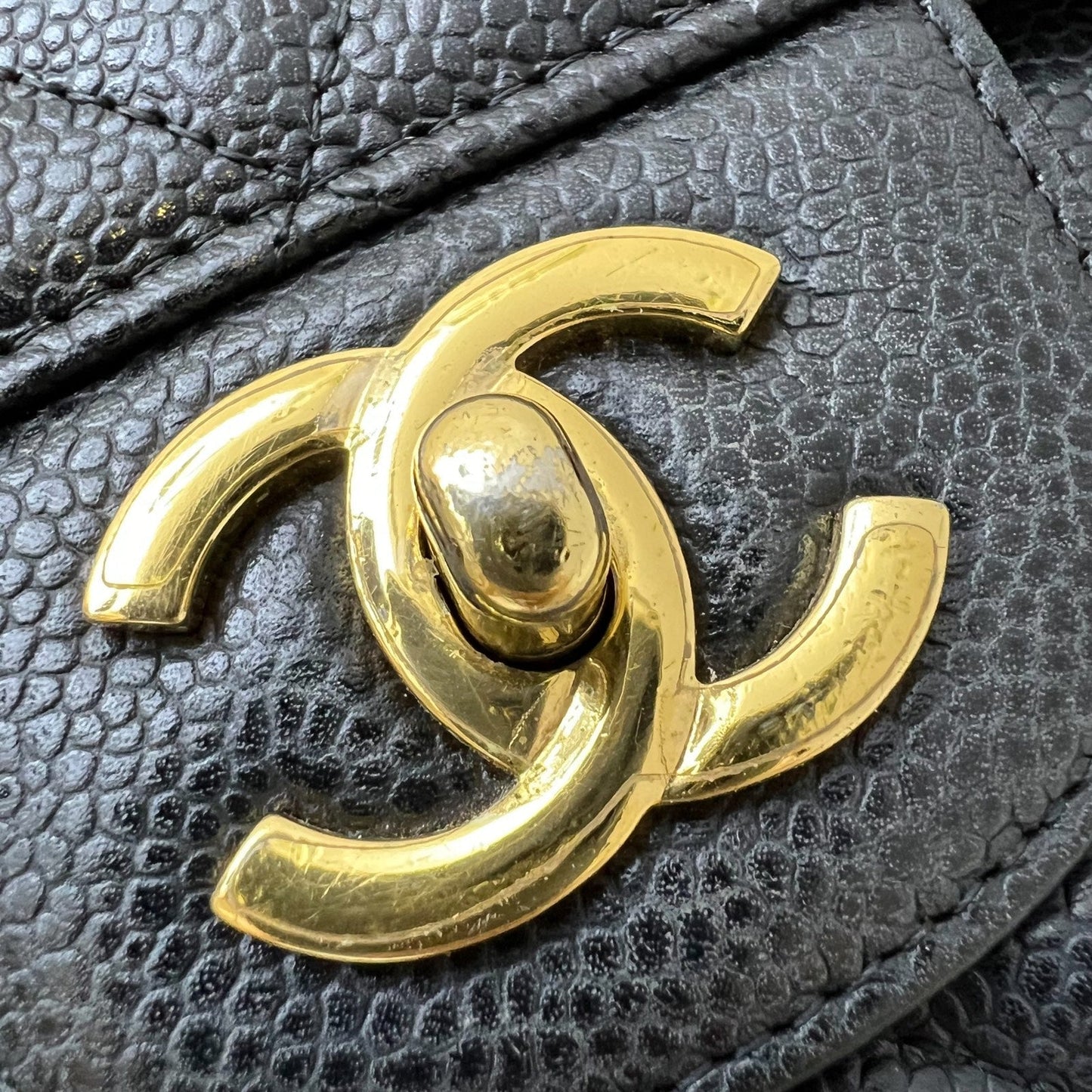GLM-Maxi Classic Single Flap Bag in Black Caviar and GHW
