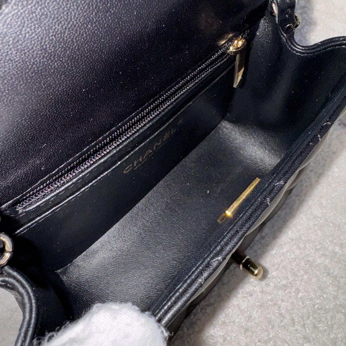 GLM-Classic Square Mini Flap in Black Lambskin and LGHW (Model: A35200)