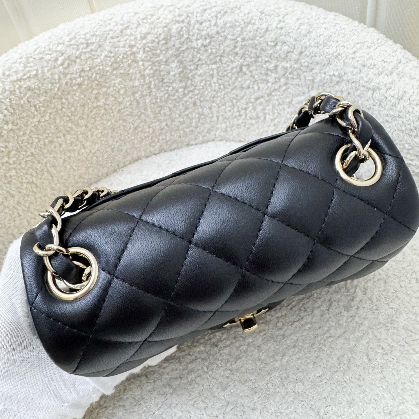 GLM-Classic Square Mini Flap in Black Lambskin and LGHW (Model: A35200)