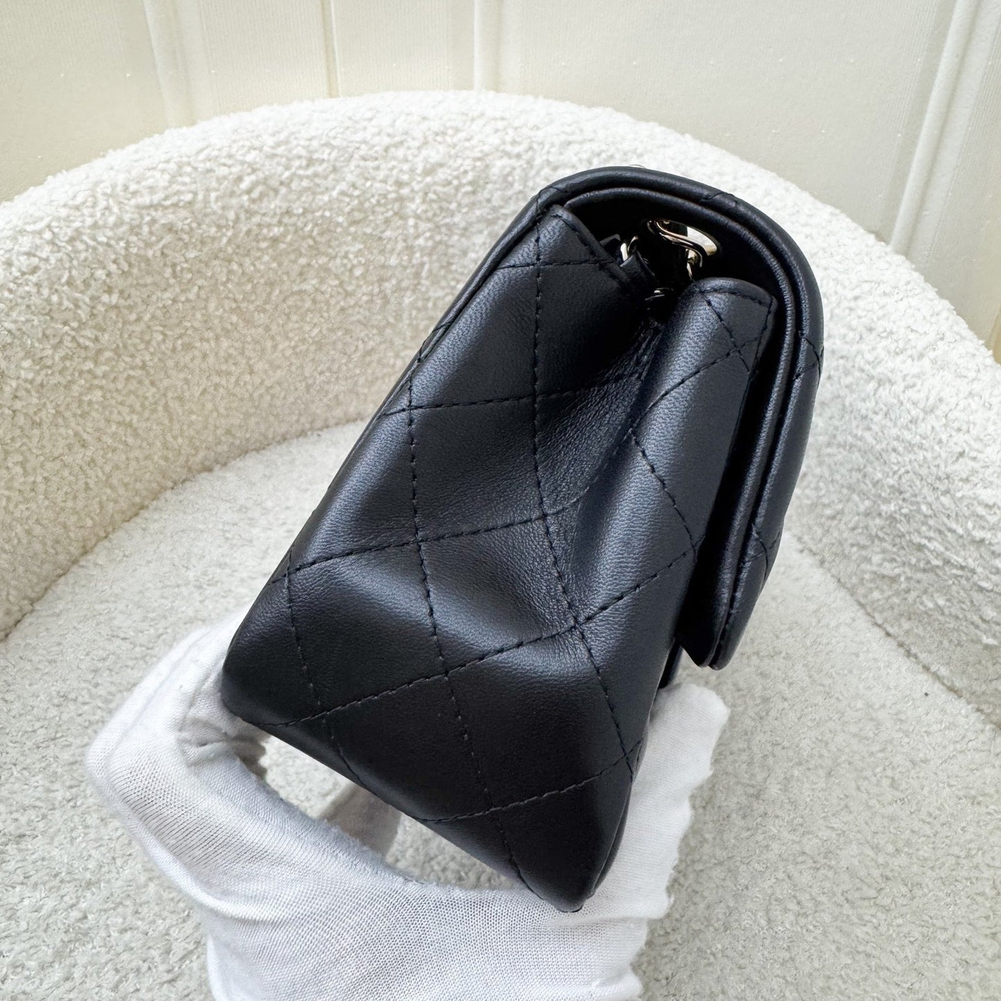 GLM-Classic Square Mini Flap in Black Lambskin and LGHW (Model: A35200)