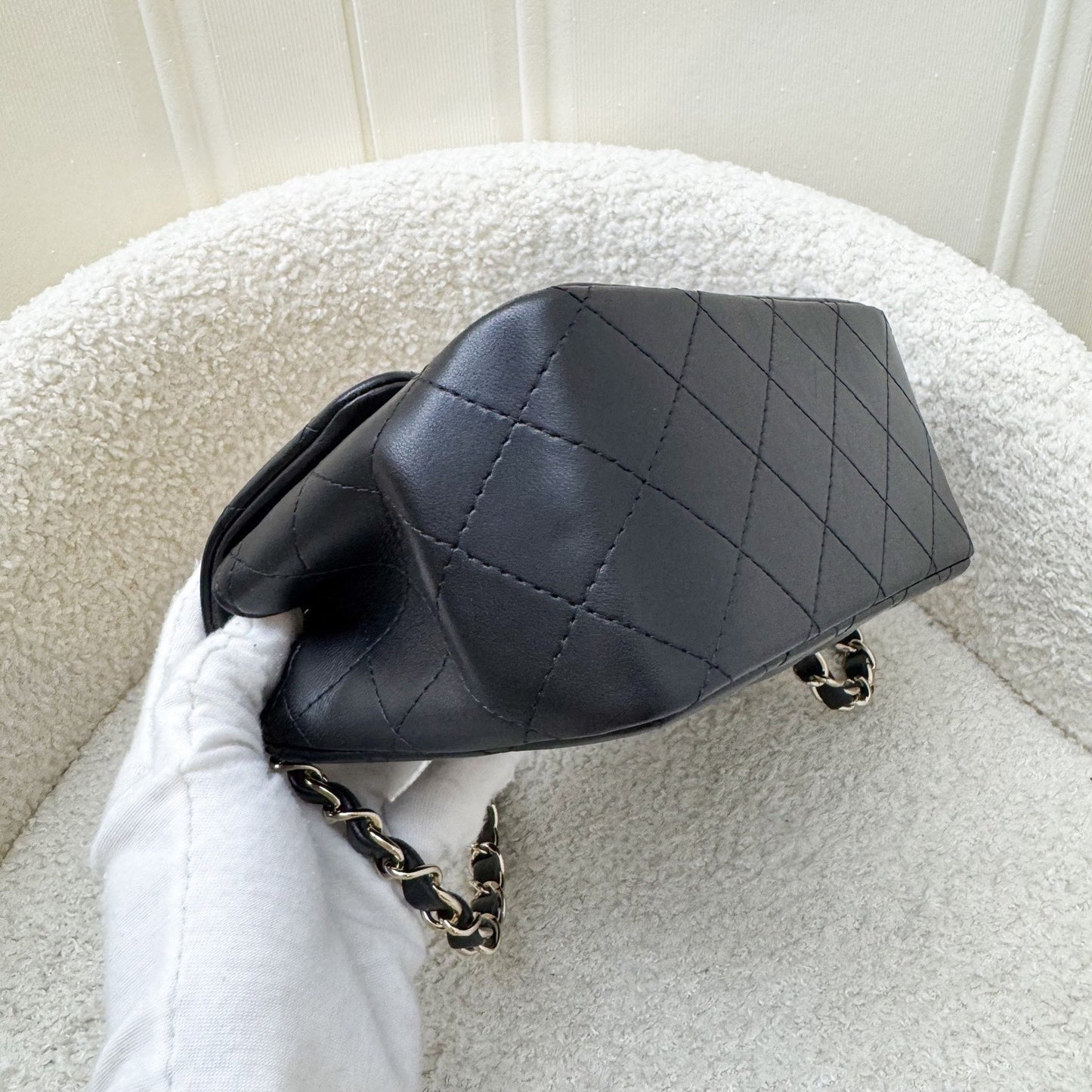 GLM-Classic Square Mini Flap in Black Lambskin and LGHW (Model: A35200)