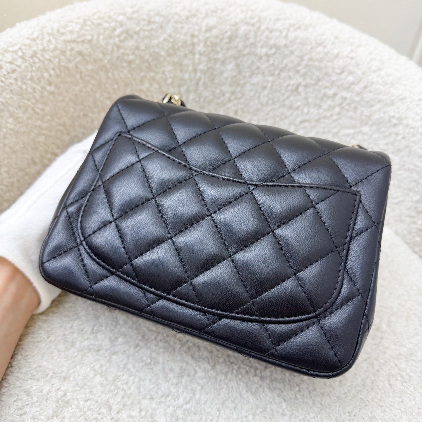 GLM-Classic Square Mini Flap in Black Lambskin and LGHW (Model: A35200)