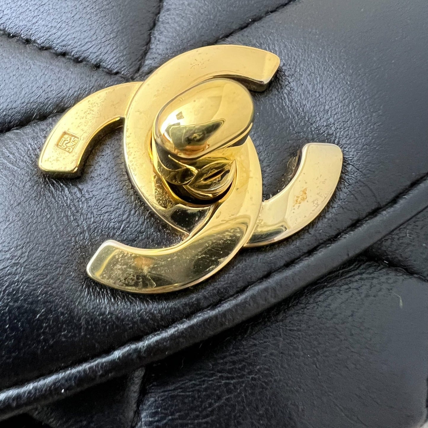 GLM- Small 22cm Diana Flap in Black Lambskin and 24K GHW