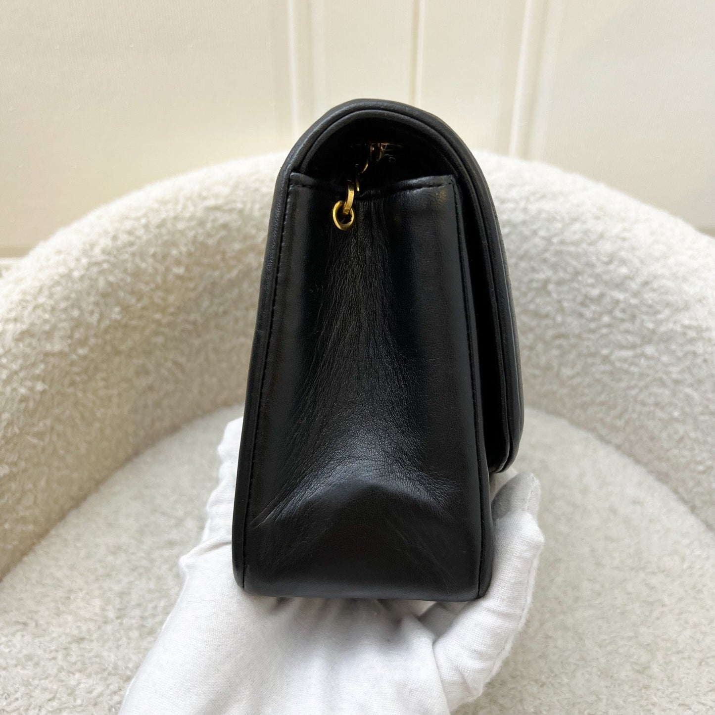 GLM- Small 22cm Diana Flap in Black Lambskin and 24K GHW
