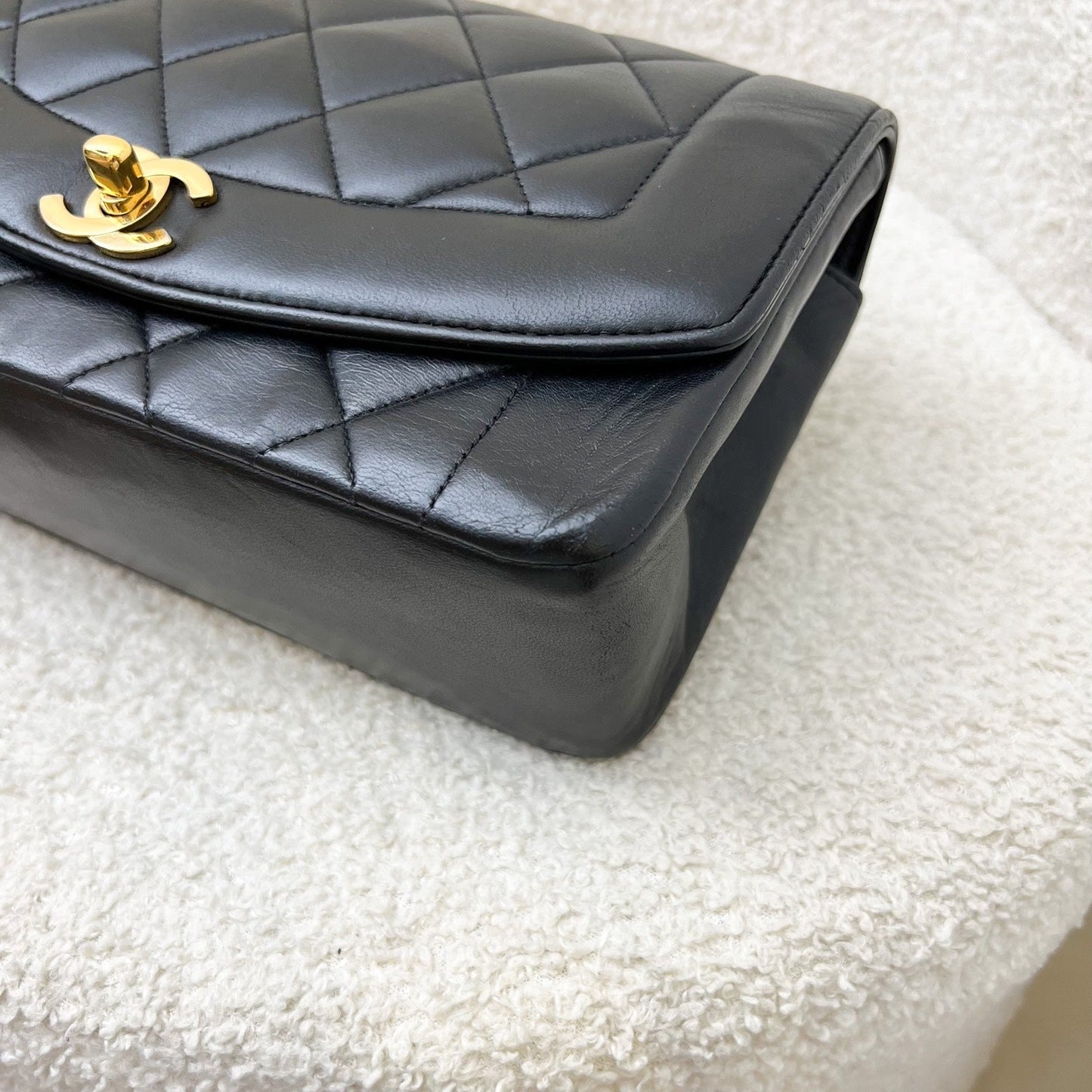 GLM- Small 22cm Diana Flap in Black Lambskin and 24K GHW