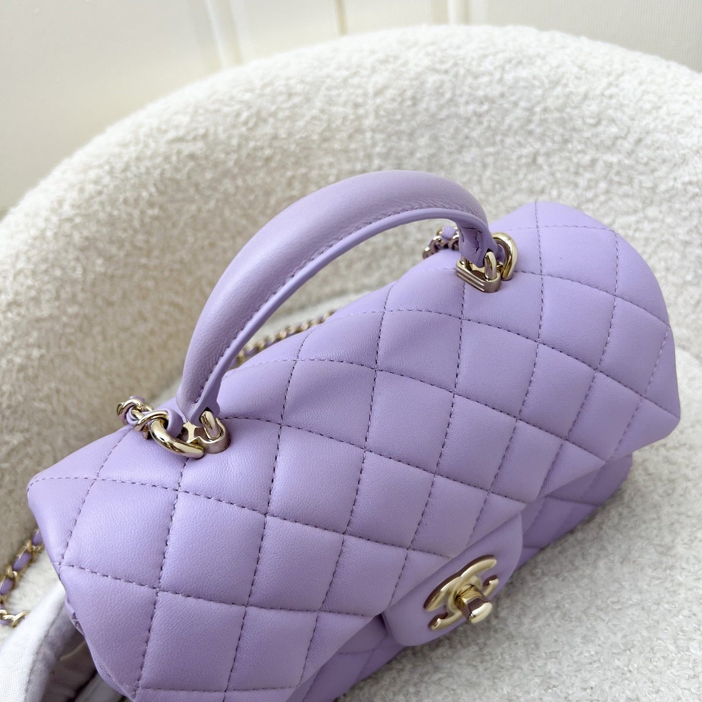 GLM-Top Handle Mini Rectangle Flap in 24P Lilac Lambskin LGHW (Model: AS2431)
