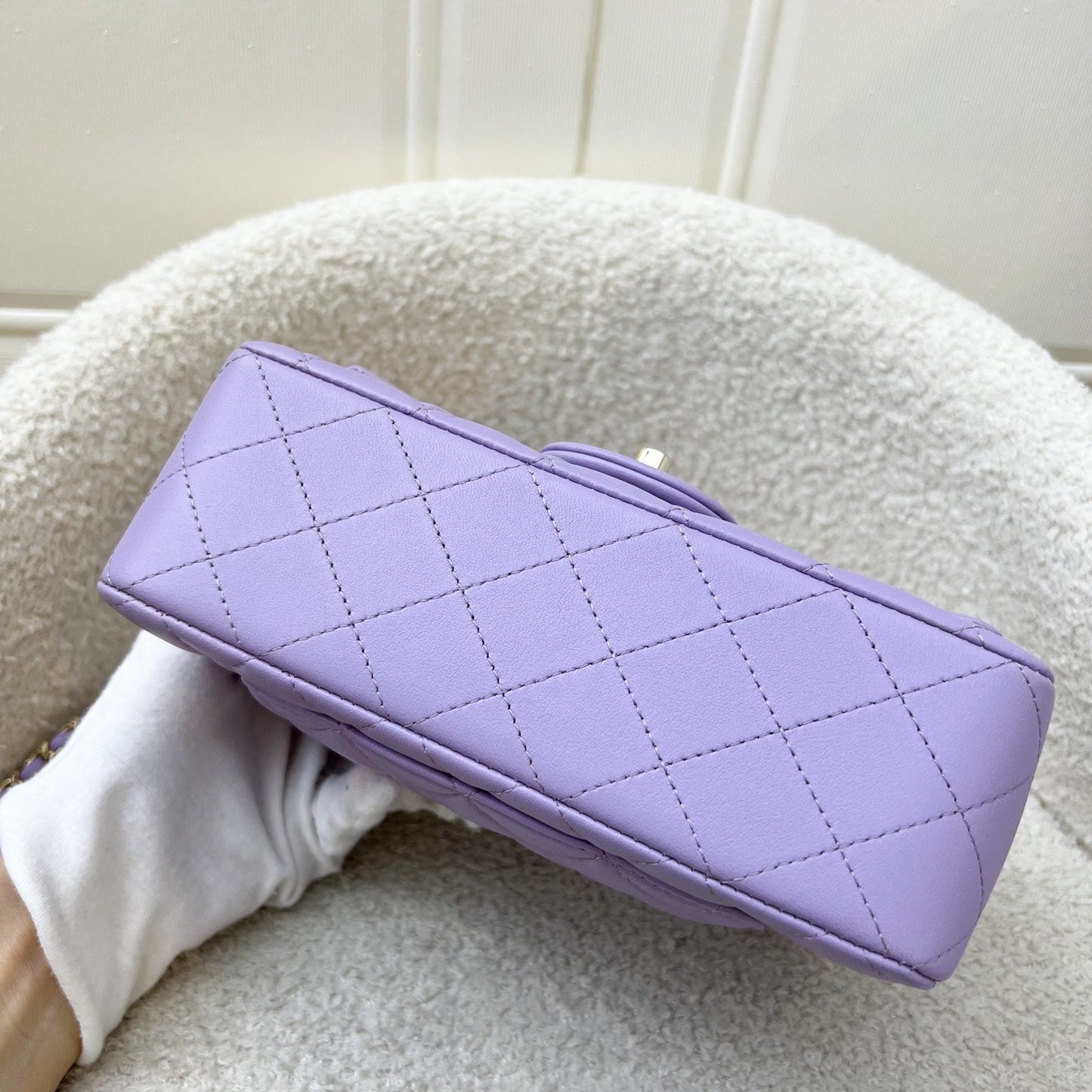 GLM-Top Handle Mini Rectangle Flap in 24P Lilac Lambskin LGHW (Model: AS2431)