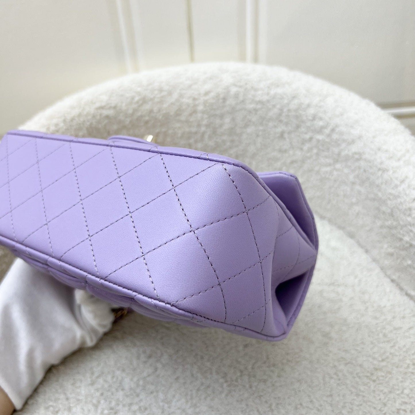 GLM-Top Handle Mini Rectangle Flap in 24P Lilac Lambskin LGHW (Model: AS2431)