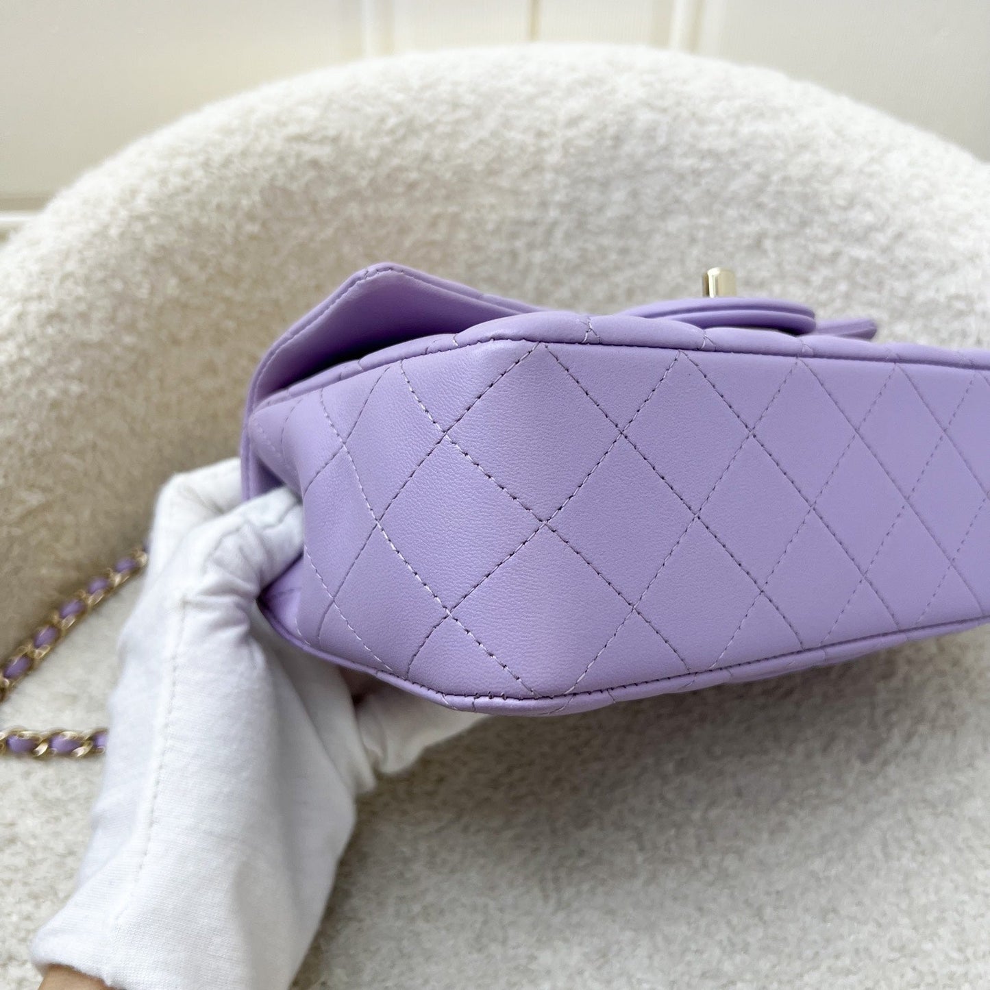 GLM-Top Handle Mini Rectangle Flap in 24P Lilac Lambskin LGHW (Model: AS2431)
