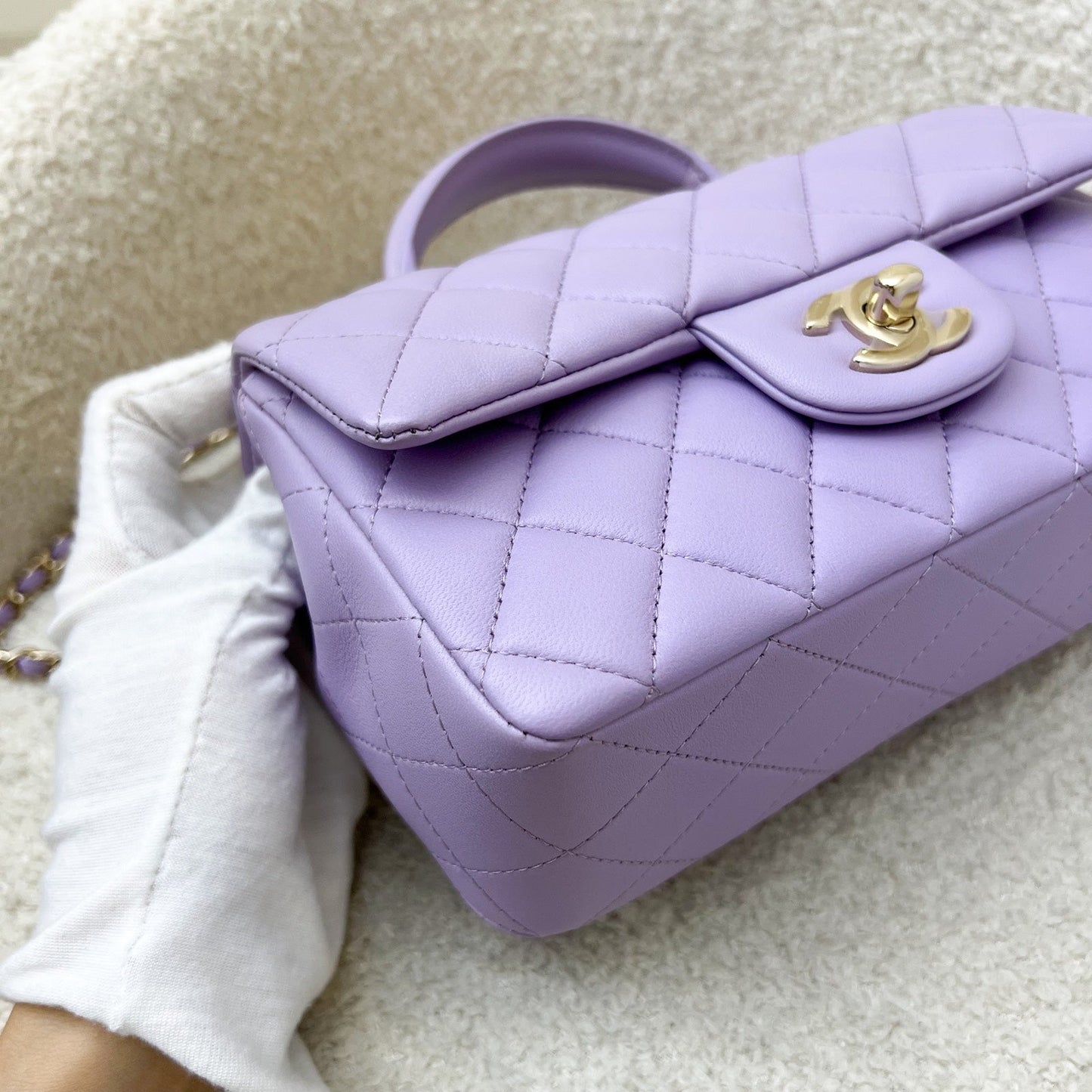 GLM-Top Handle Mini Rectangle Flap in 24P Lilac Lambskin LGHW (Model: AS2431)