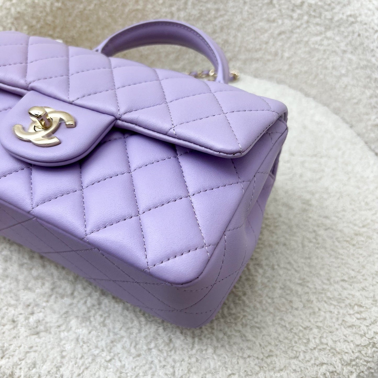 GLM-Top Handle Mini Rectangle Flap in 24P Lilac Lambskin LGHW (Model: AS2431)