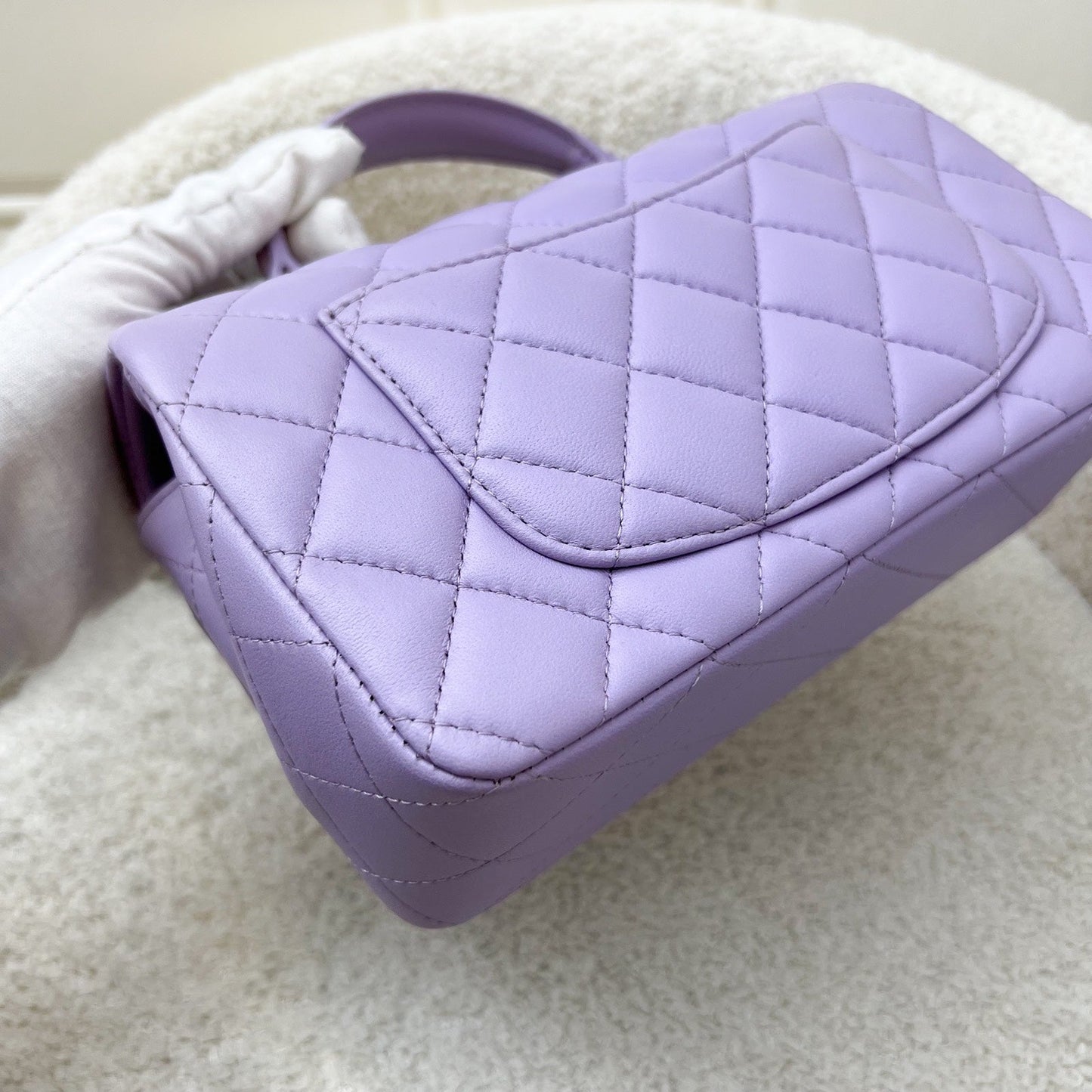 GLM-Top Handle Mini Rectangle Flap in 24P Lilac Lambskin LGHW (Model: AS2431)