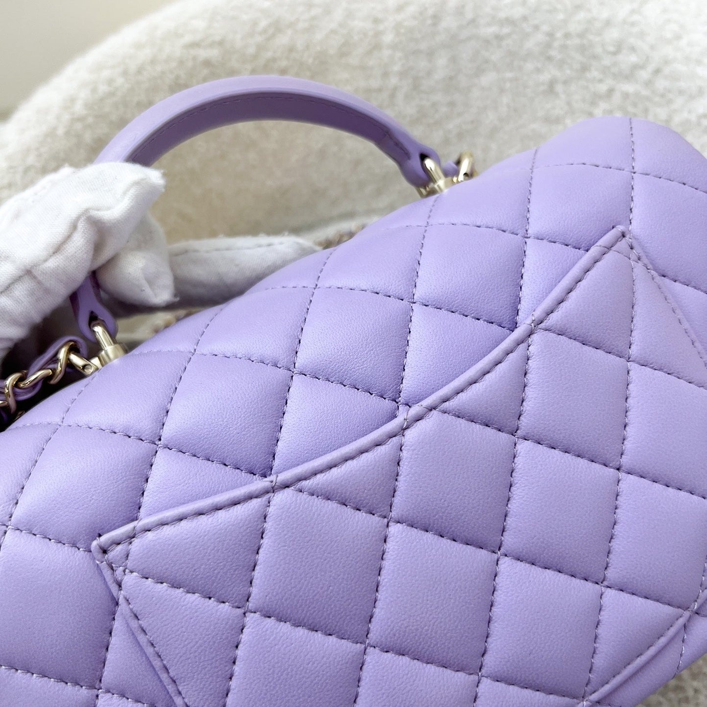GLM-Top Handle Mini Rectangle Flap in 24P Lilac Lambskin LGHW (Model: AS2431)