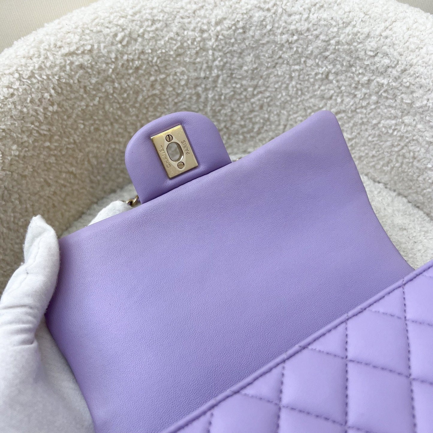 GLM-Top Handle Mini Rectangle Flap in 24P Lilac Lambskin LGHW (Model: AS2431)