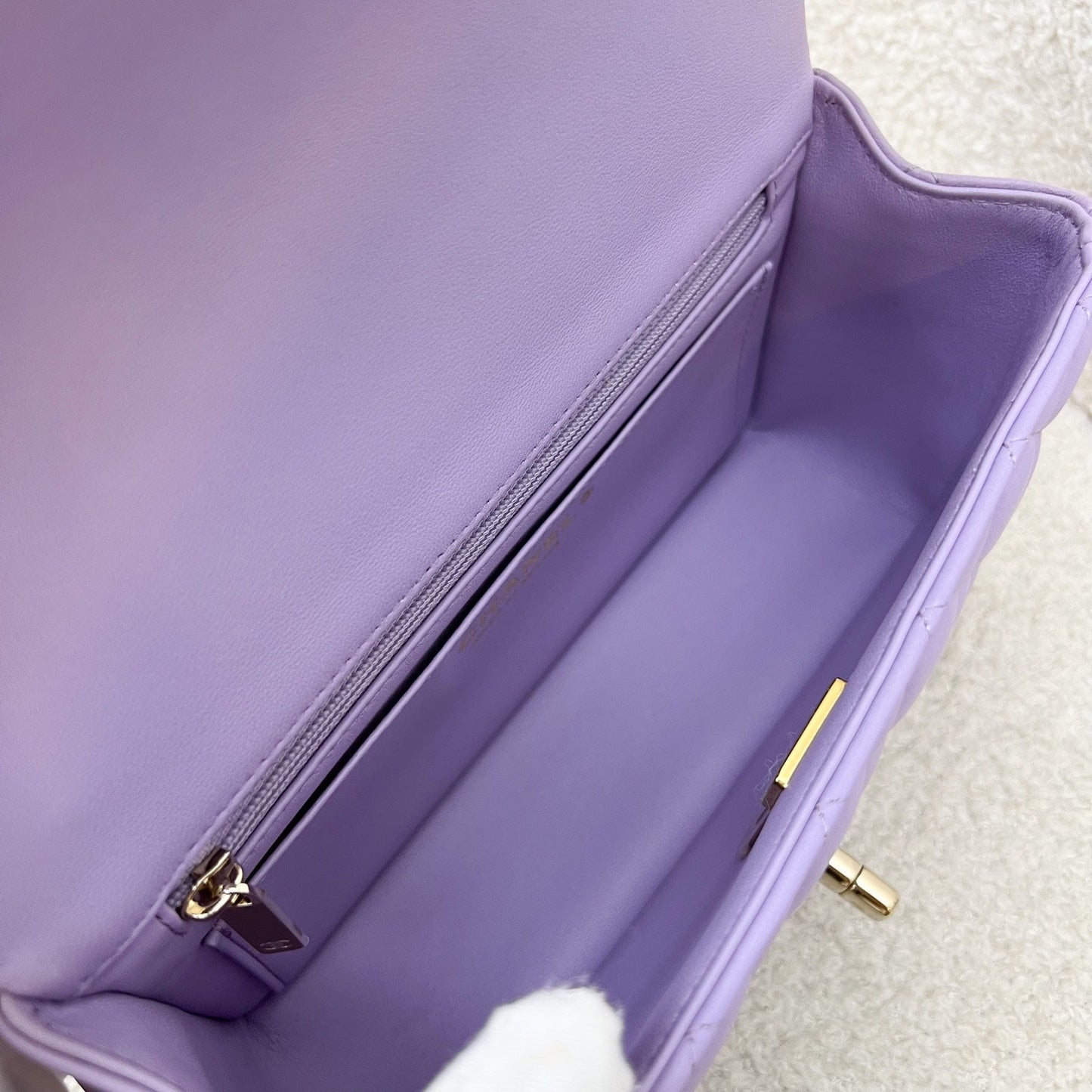 GLM-Top Handle Mini Rectangle Flap in 24P Lilac Lambskin LGHW (Model: AS2431)